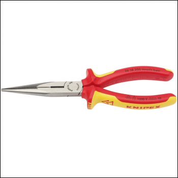Draper 26 18 200 UKSBE Knipex 26 18 200UKSBE VDE Fully Insulated Long Nose Pliers, 200mm - Code: 32012 - Pack Qty 1